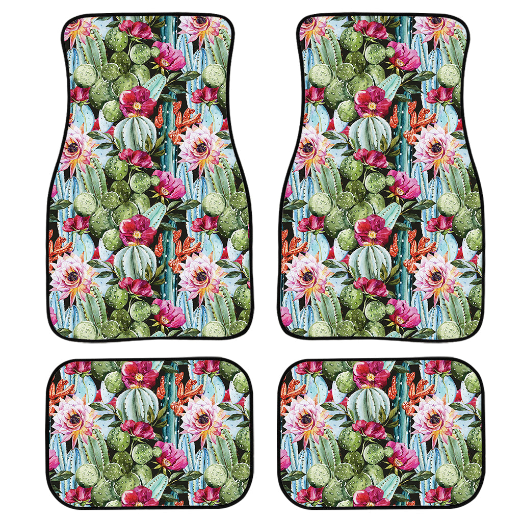 Vintage Cactus And Flower Print Front And Back Car Floor Mats/ Front Car Mat
