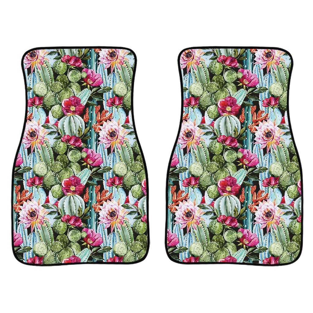 Vintage Cactus And Flower Print Front And Back Car Floor Mats/ Front Car Mat