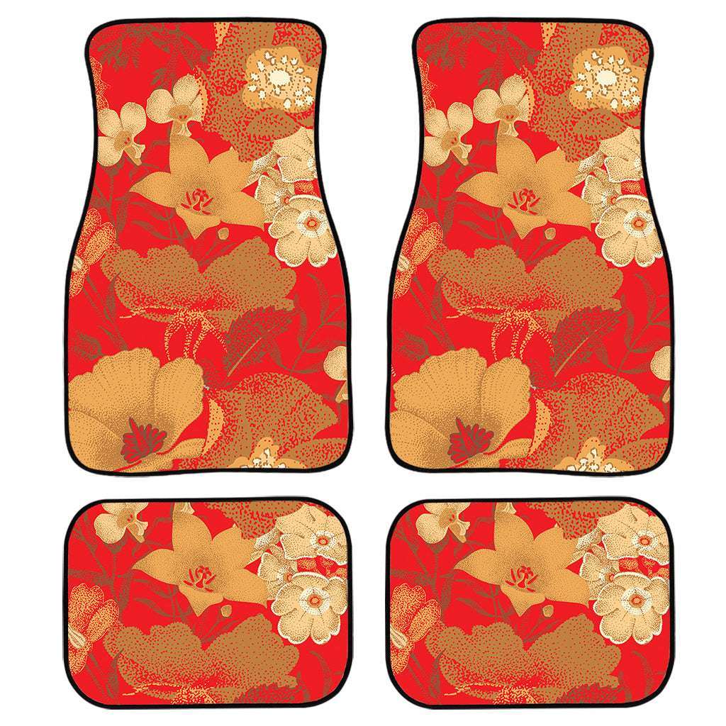 Vintage Chinese Flower Print Front And Back Car Floor Mats/ Front Car Mat