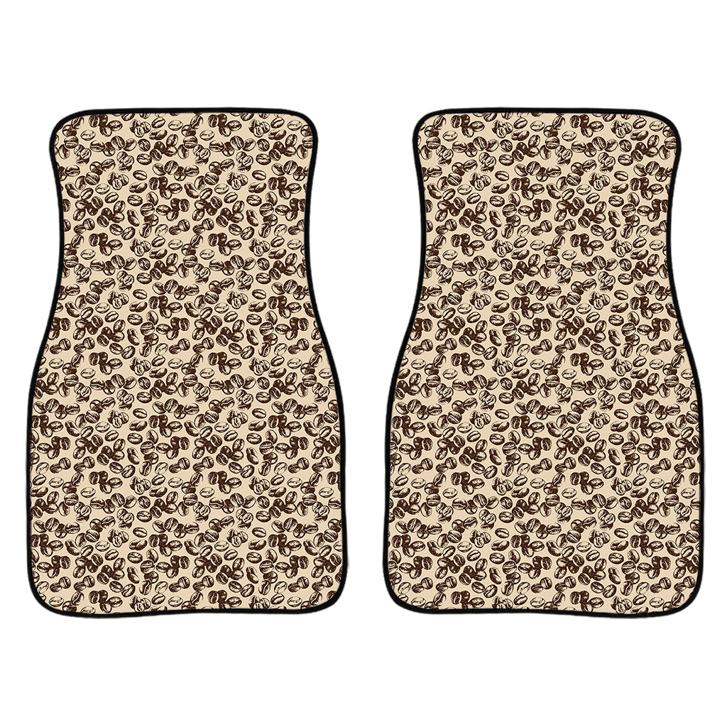 Vintage Coffee Bean Pattern Print Front And Back Car Floor Mats/ Front Car Mat