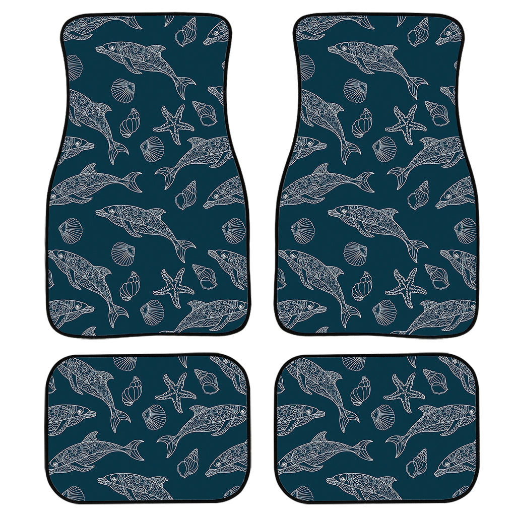 Vintage Dolphins Pattern Print Front And Back Car Floor Mats/ Front Car Mat