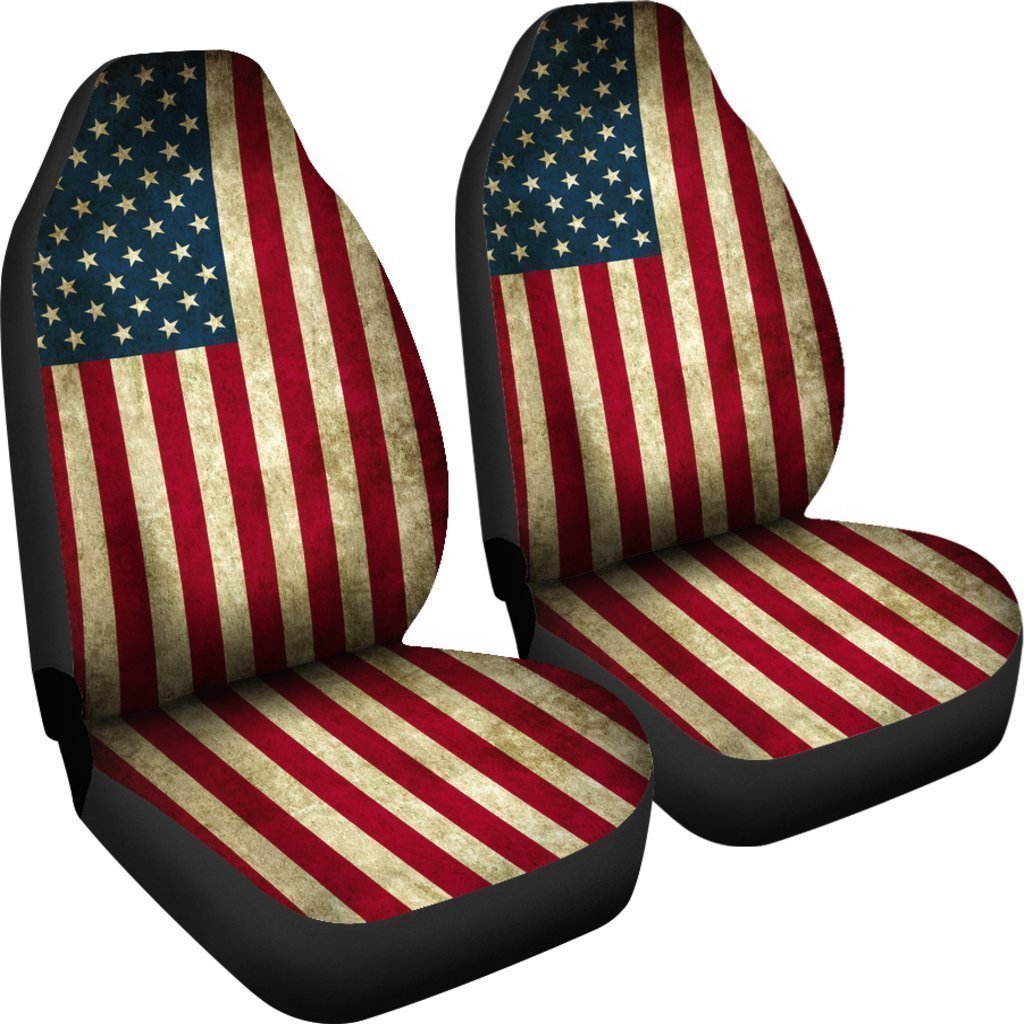 Vintage Grunge American Flag Patriotic Universal Fit Car Seat Covers