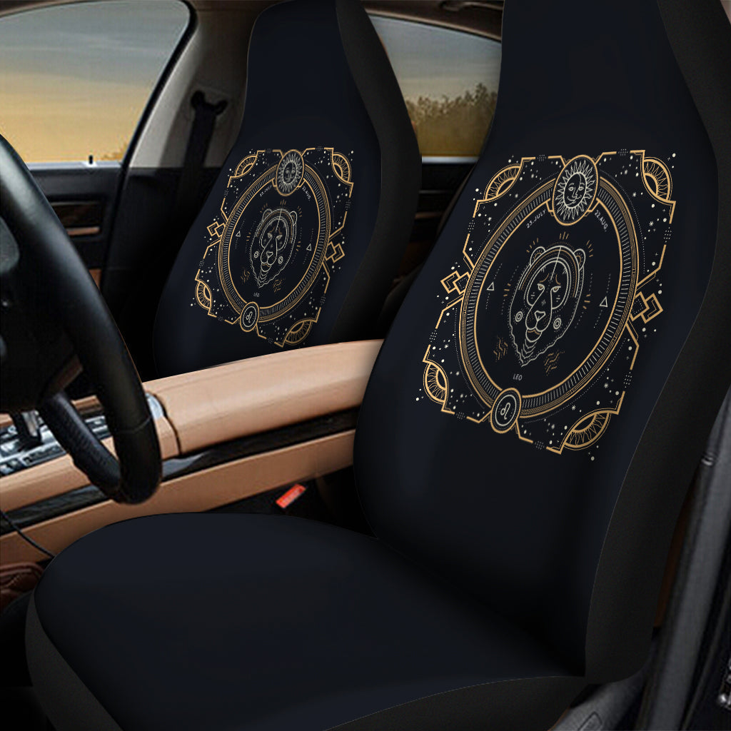 Vintage Leo Zodiac Sign Print Universal Fit Car Seat Covers