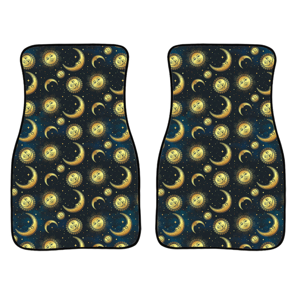 Vintage Moon And Sun Pattern Print Front And Back Car Floor Mats/ Front Car Mat