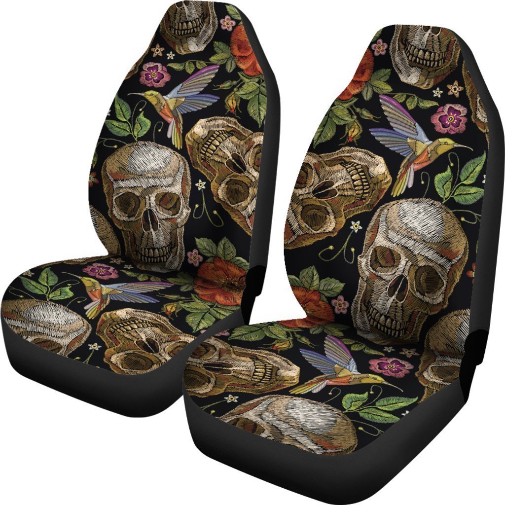 Vintage Skull Pattern Print Universal Fit Car Seat Covers