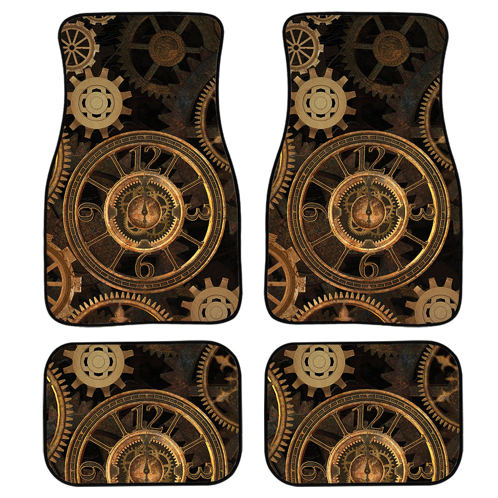 Vintage Steampunk Gears Print Front And Back Car Floor Mats/ Front Car Mat