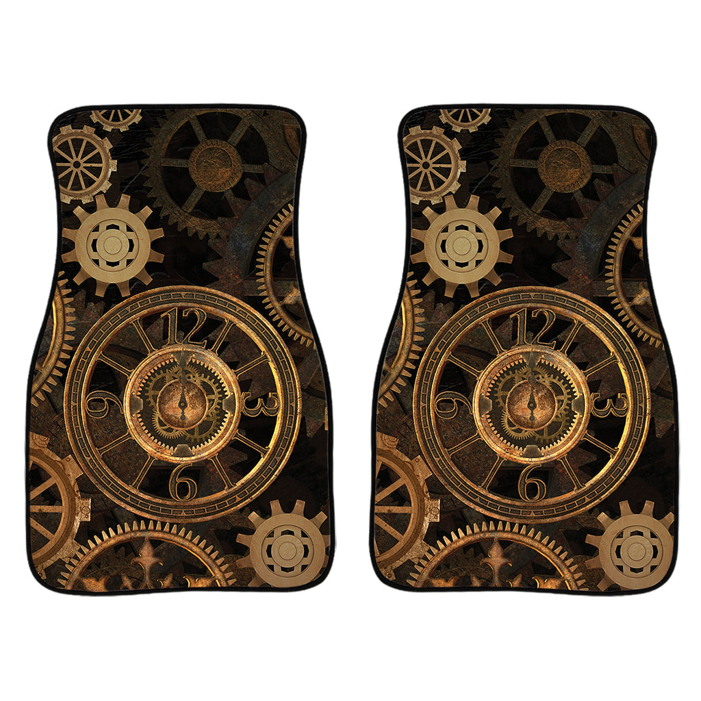 Vintage Steampunk Gears Print Front And Back Car Floor Mats/ Front Car Mat