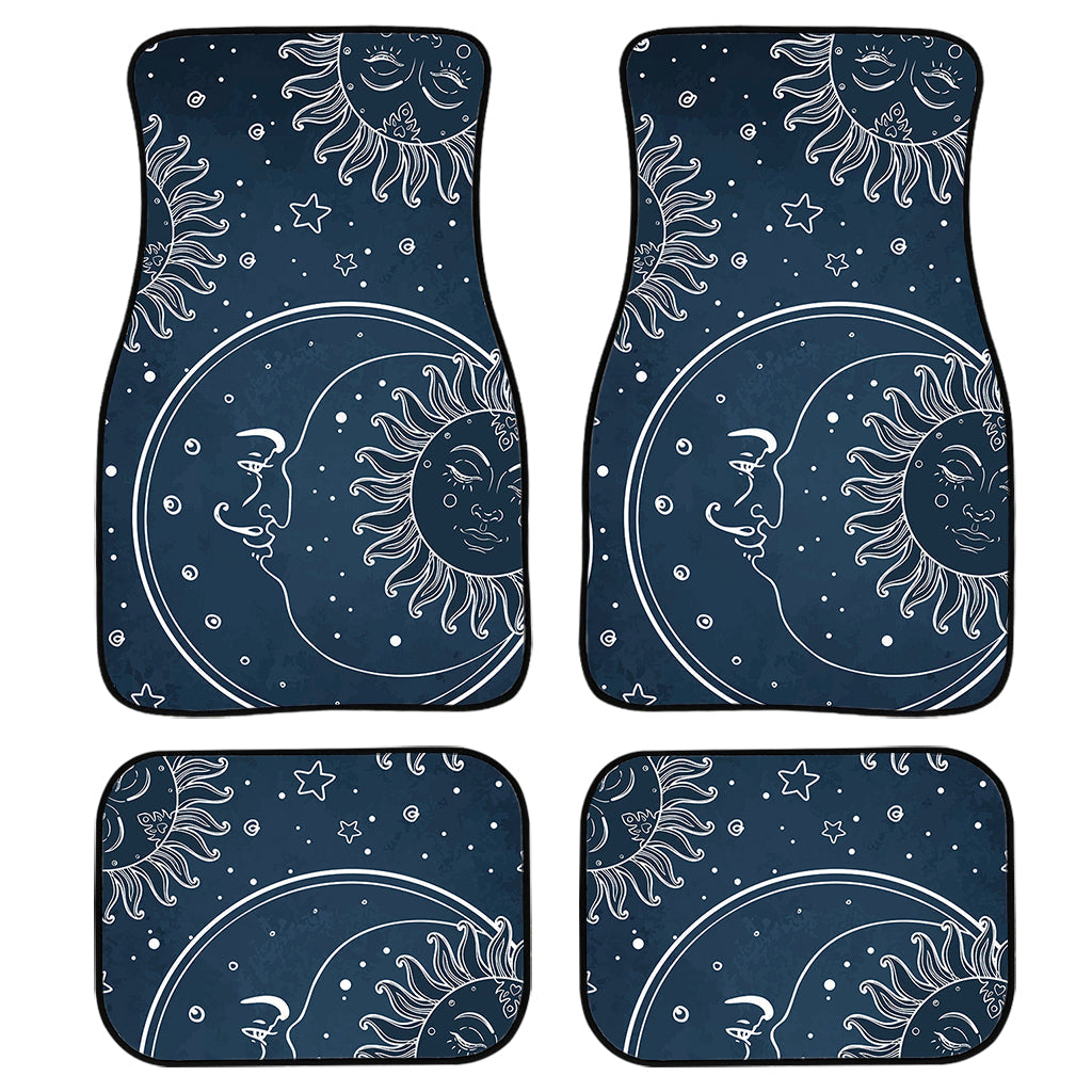 Vintage Sun And Moon Pattern Print Front And Back Car Floor Mats/ Front Car Mat