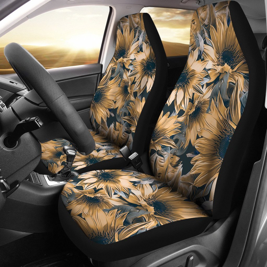 Vintage Sunflower Pattern Print Universal Fit Car Seat Covers