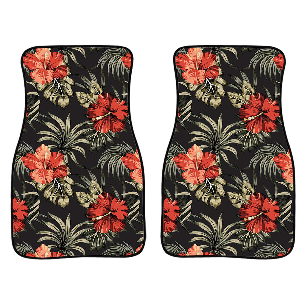 Vintage Tropical Hibiscus Floral Print Front And Back Car Floor Mats/ Front Car Mat