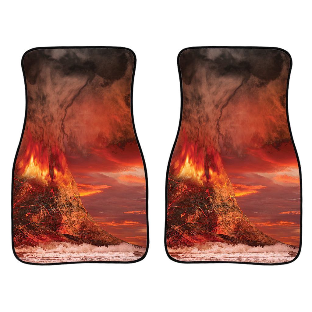 Volcano On The Sea Print Front And Back Car Floor Mats/ Front Car Mat