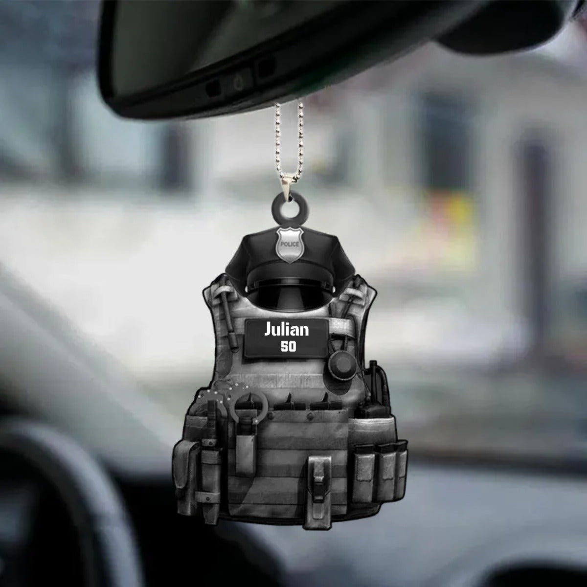 Personalized Police Car Hanging Ornament Police Bulletproof Vest With Service Cap Ornament