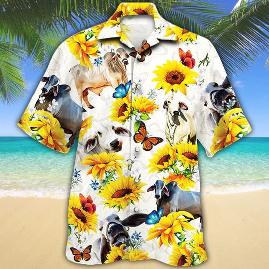Brahman Cattle Lovers Hawaiian Shirt/ Unisex Print Aloha Short Sleeve Casual Shirt