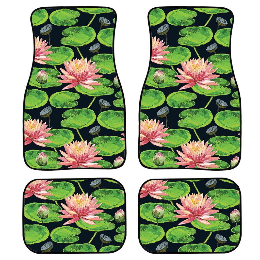 Water Lily Flower Pattern Print Front And Back Car Floor Mats/ Front Car Mat