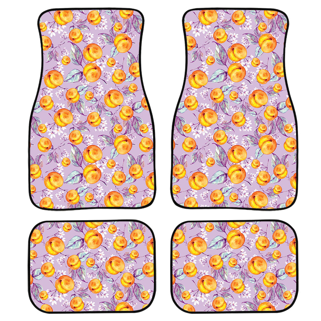 Watercolor Apricot Fruit Pattern Print Front And Back Car Floor Mats/ Front Car Mat