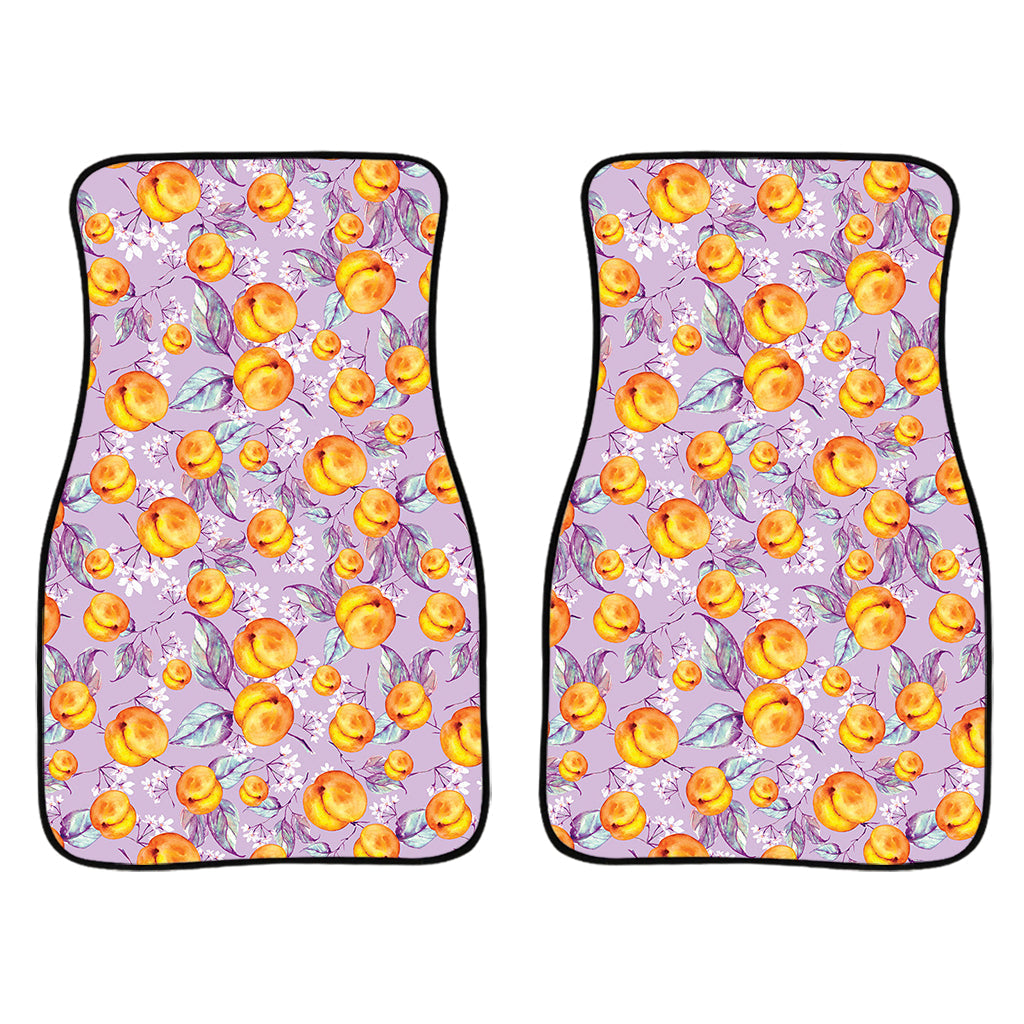 Watercolor Apricot Fruit Pattern Print Front And Back Car Floor Mats/ Front Car Mat
