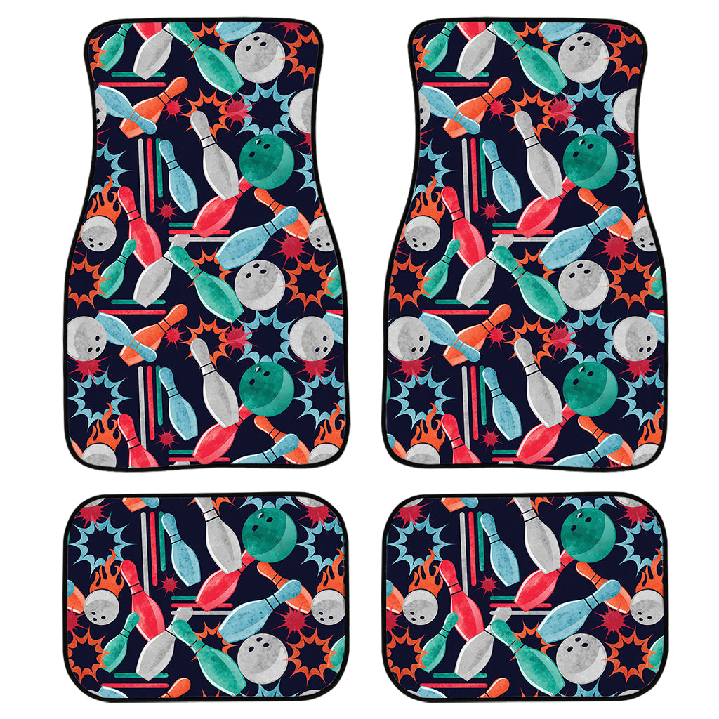 Watercolor Bowling Theme Pattern Print Front And Back Car Floor Mats/ Front Car Mat