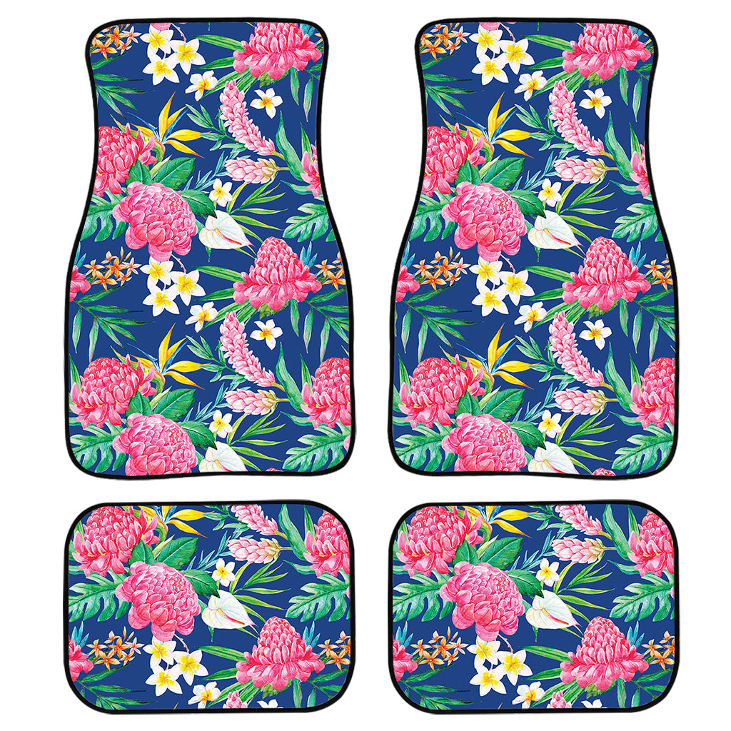 Watercolor Chrysanthemum Pattern Print Front And Back Car Floor Mats/ Front Car Mat