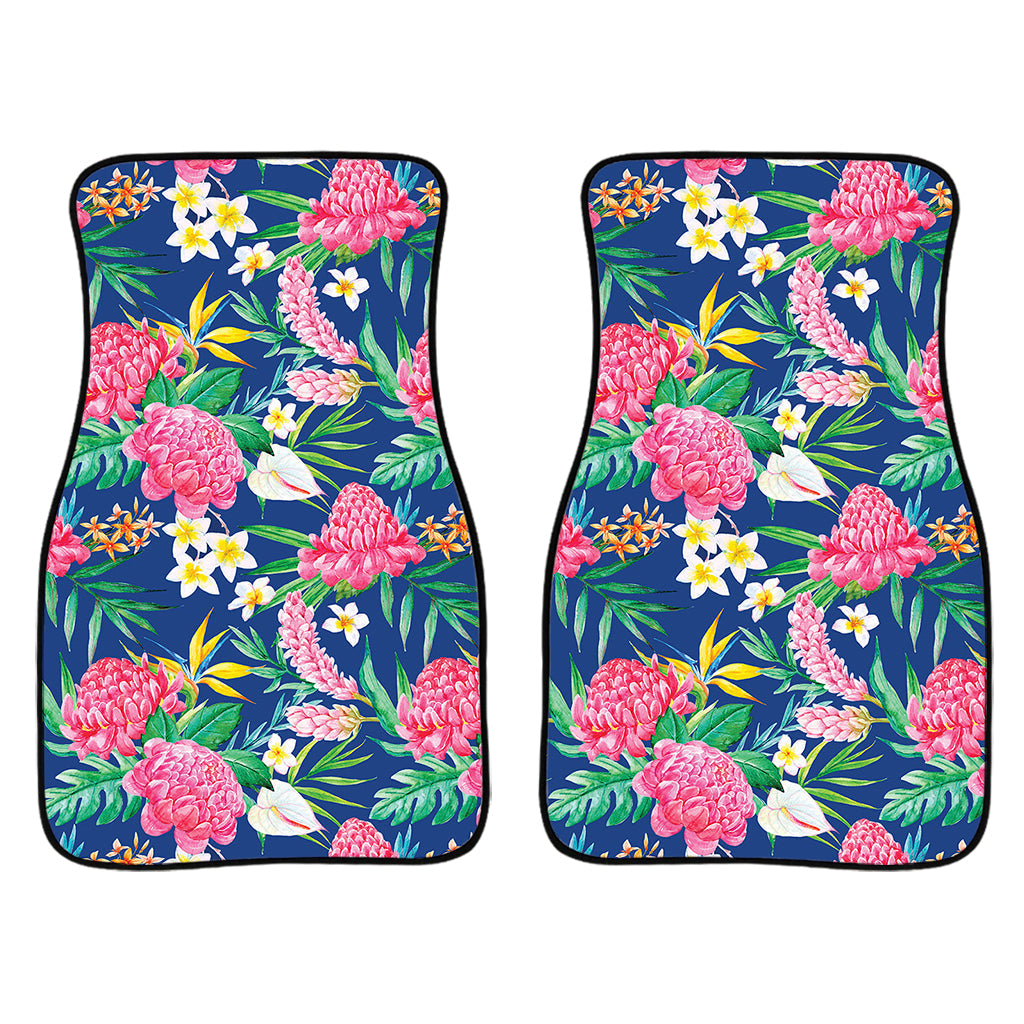 Watercolor Chrysanthemum Pattern Print Front And Back Car Floor Mats/ Front Car Mat