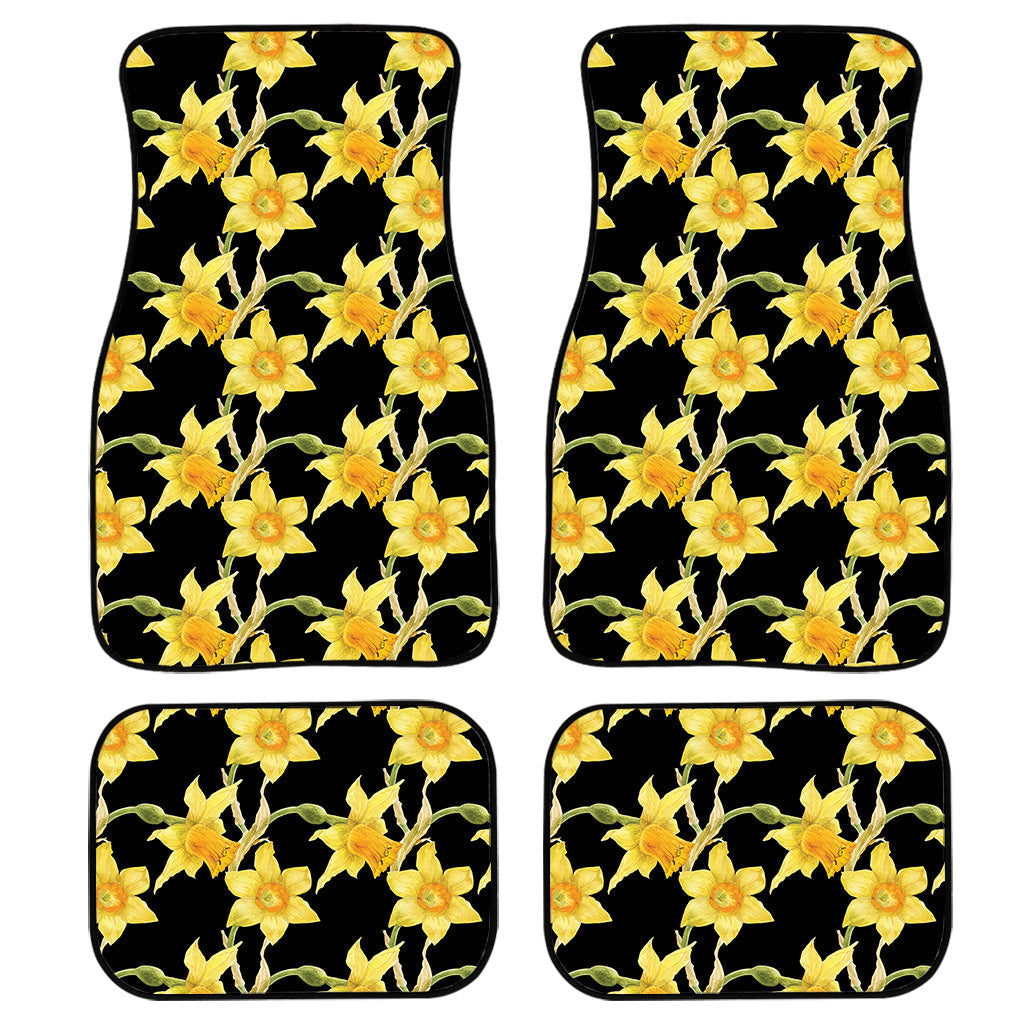 Watercolor Daffodil Flower Pattern Print Front And Back Car Floor Mats/ Front Car Mat