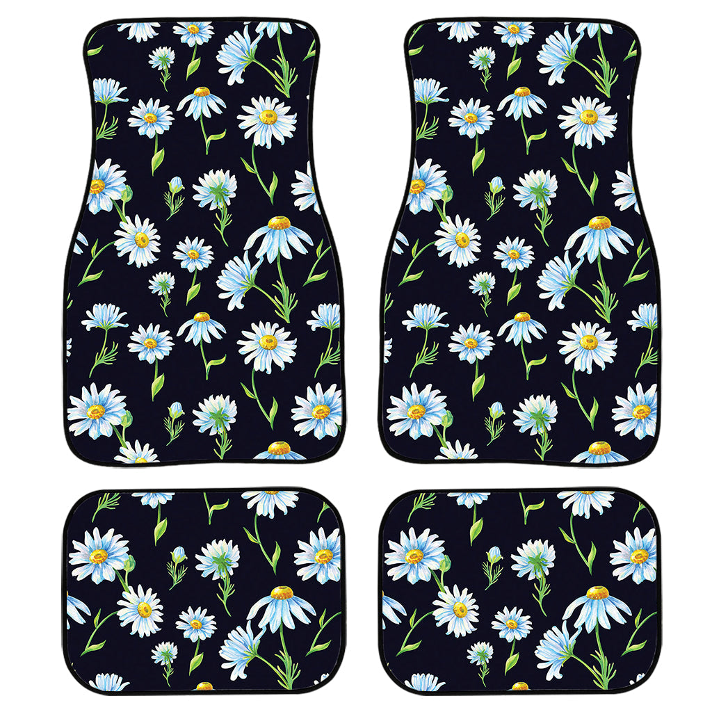 Watercolor Daisy Floral Pattern Print Front And Back Car Floor Mats/ Front Car Mat