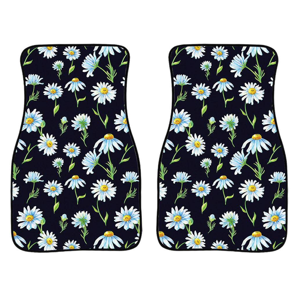 Watercolor Daisy Floral Pattern Print Front And Back Car Floor Mats/ Front Car Mat