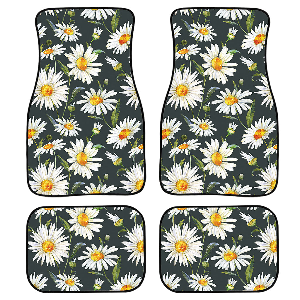 Watercolor Daisy Flower Pattern Print Front And Back Car Floor Mats/ Front Car Mat