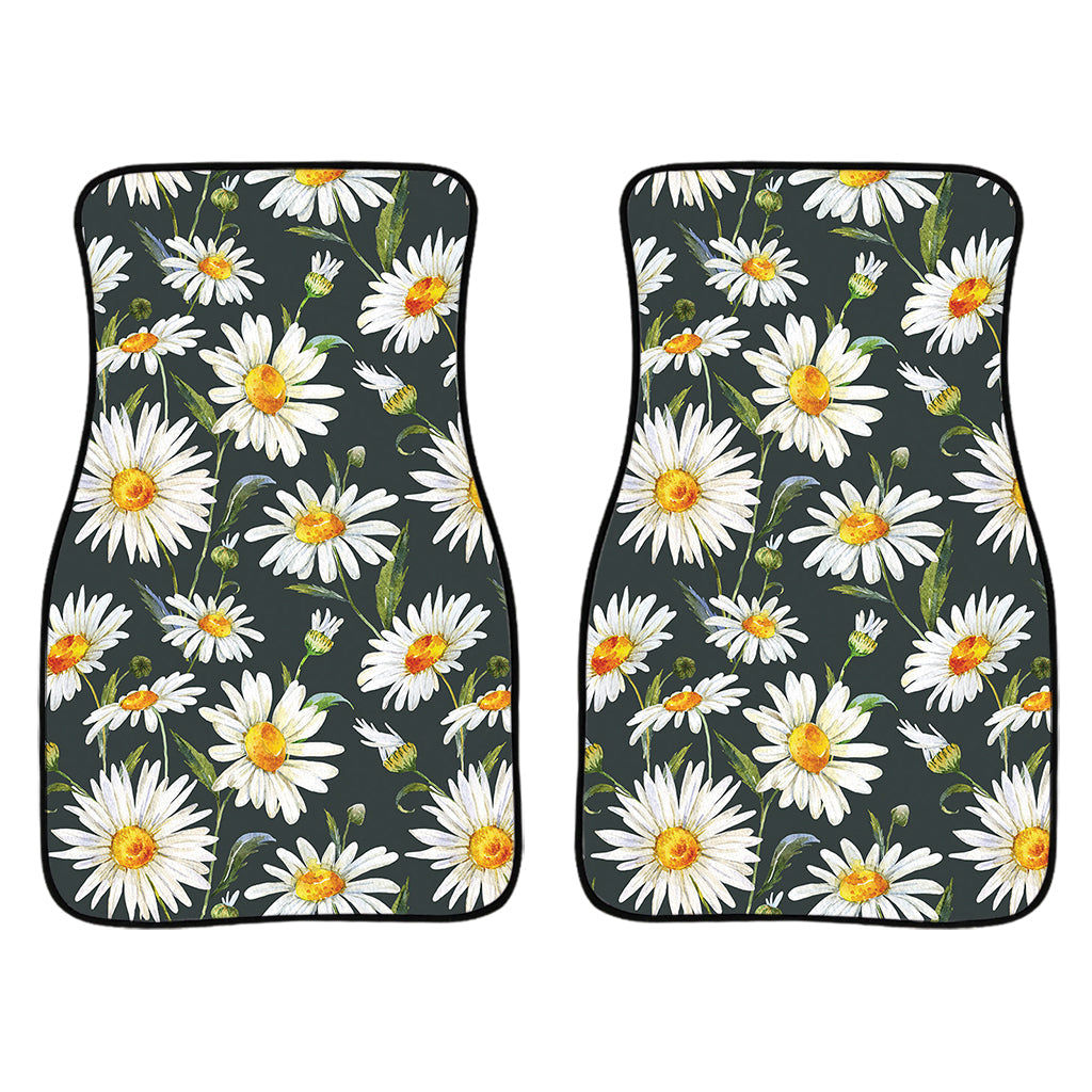 Watercolor Daisy Flower Pattern Print Front And Back Car Floor Mats/ Front Car Mat