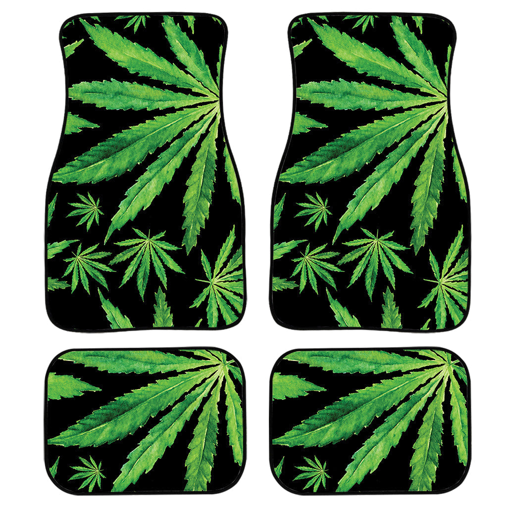 Watercolor Marijuana Leaf Pattern Print Front And Back Car Floor Mats/ Front Car Mat