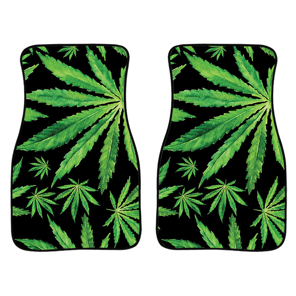 Watercolor Marijuana Leaf Pattern Print Front And Back Car Floor Mats/ Front Car Mat
