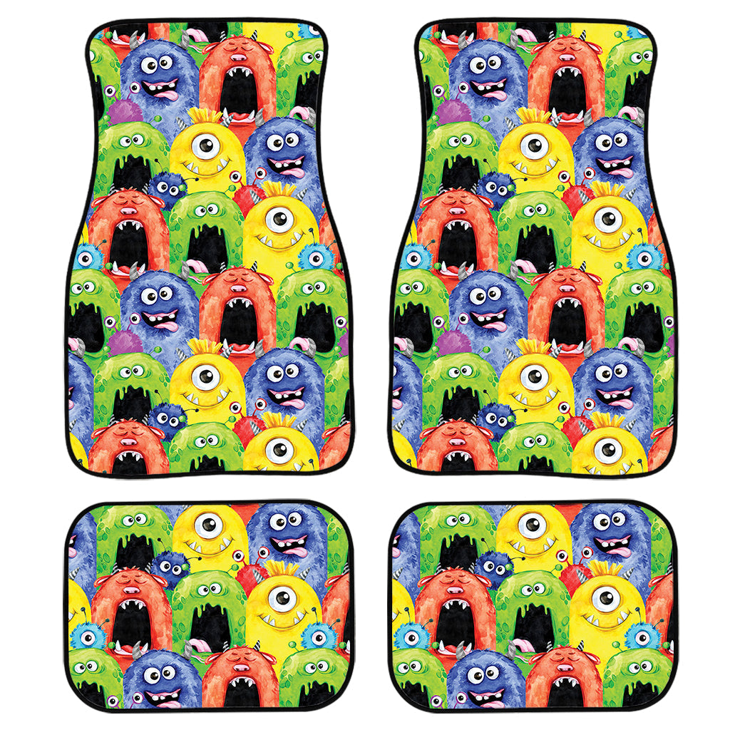 Watercolor Monster Pattern Print Front And Back Car Floor Mats/ Front Car Mat