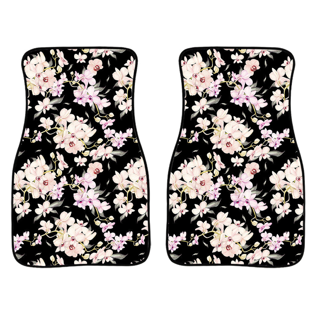 Watercolor Orchid Flower Pattern Print Front And Back Car Floor Mats/ Front Car Mat