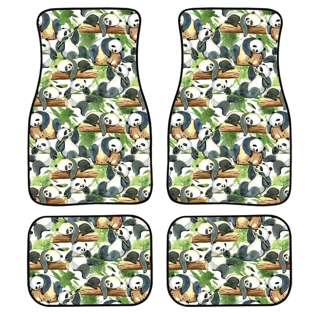 Watercolor Panda Bear Pattern Print Front And Back Car Floor Mats/ Front Car Mat