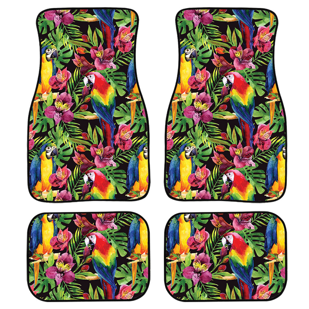 Watercolor Parrot Pattern Print Front And Back Car Floor Mats/ Front Car Mat