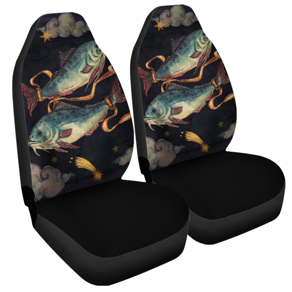 Watercolor Pisces Zodiac Sign Print Universal Fit Car Seat Covers