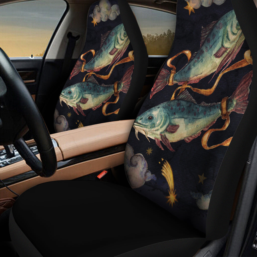 Watercolor Pisces Zodiac Sign Print Universal Fit Car Seat Covers