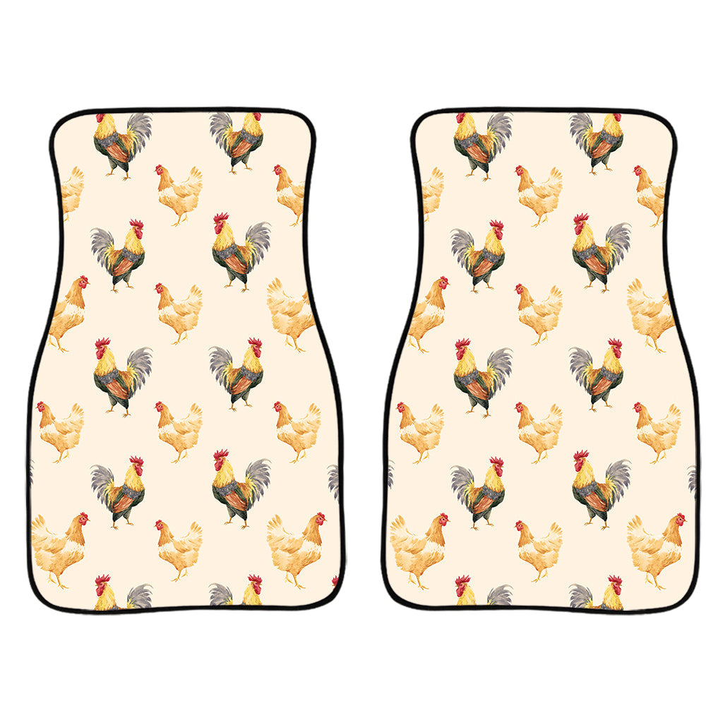 Watercolor Rooster Pattern Print Front And Back Car Floor Mats/ Front Car Mat