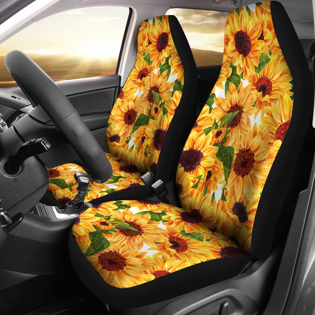Watercolor Sunflower Pattern Print Universal Fit Car Seat Covers