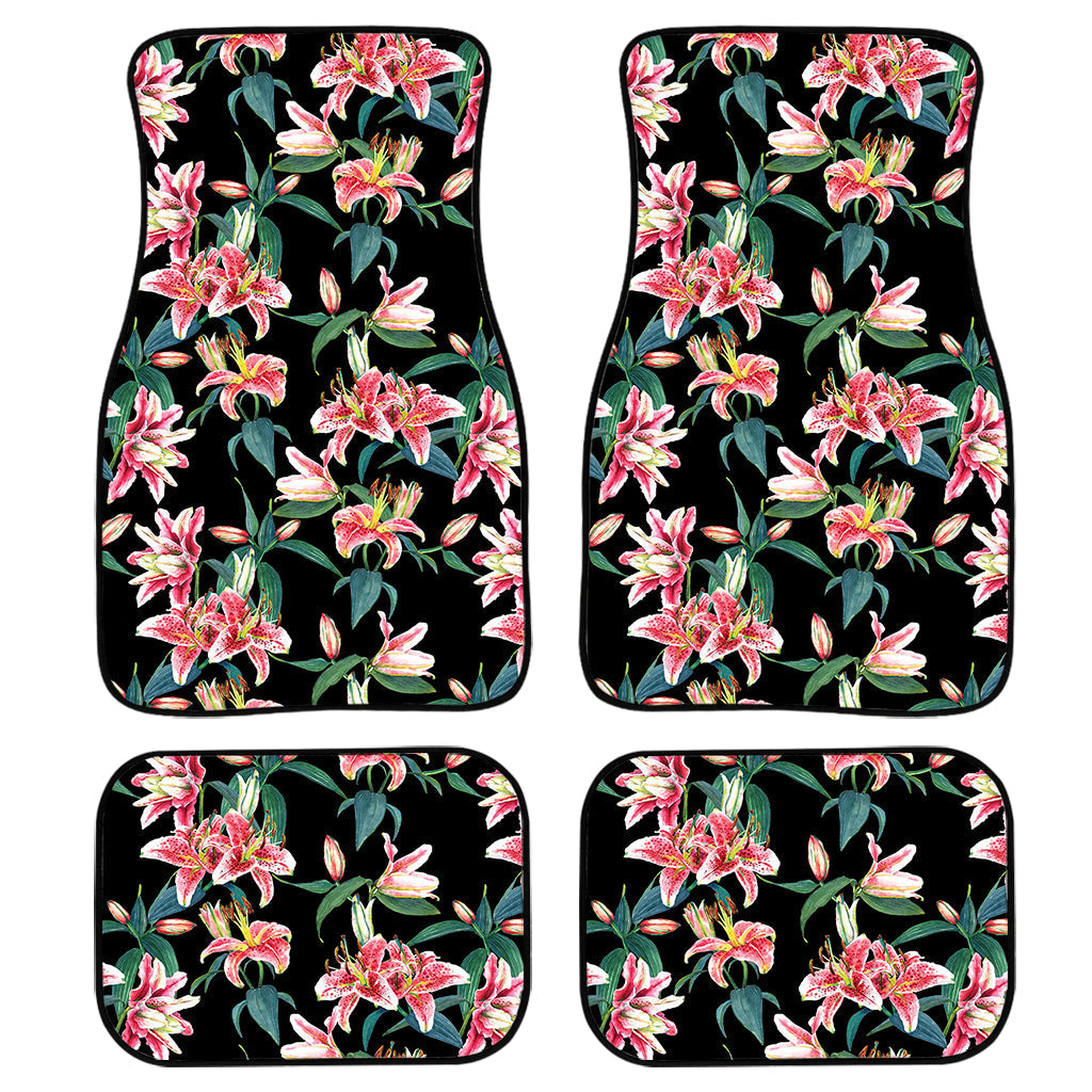 Watercolor Tropical Lily Pattern Print Front And Back Car Floor Mats/ Front Car Mat