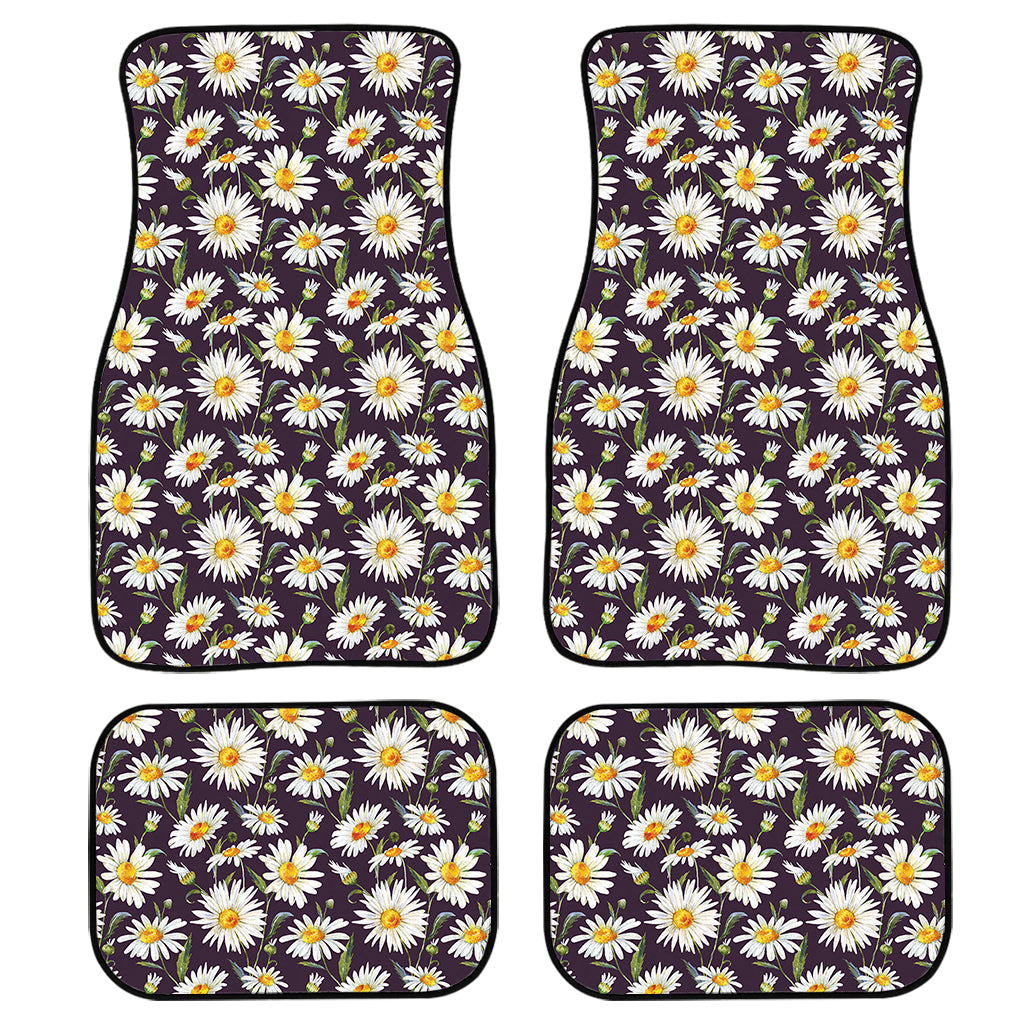 Watercolor White Daisy Pattern Print Front And Back Car Floor Mats/ Front Car Mat