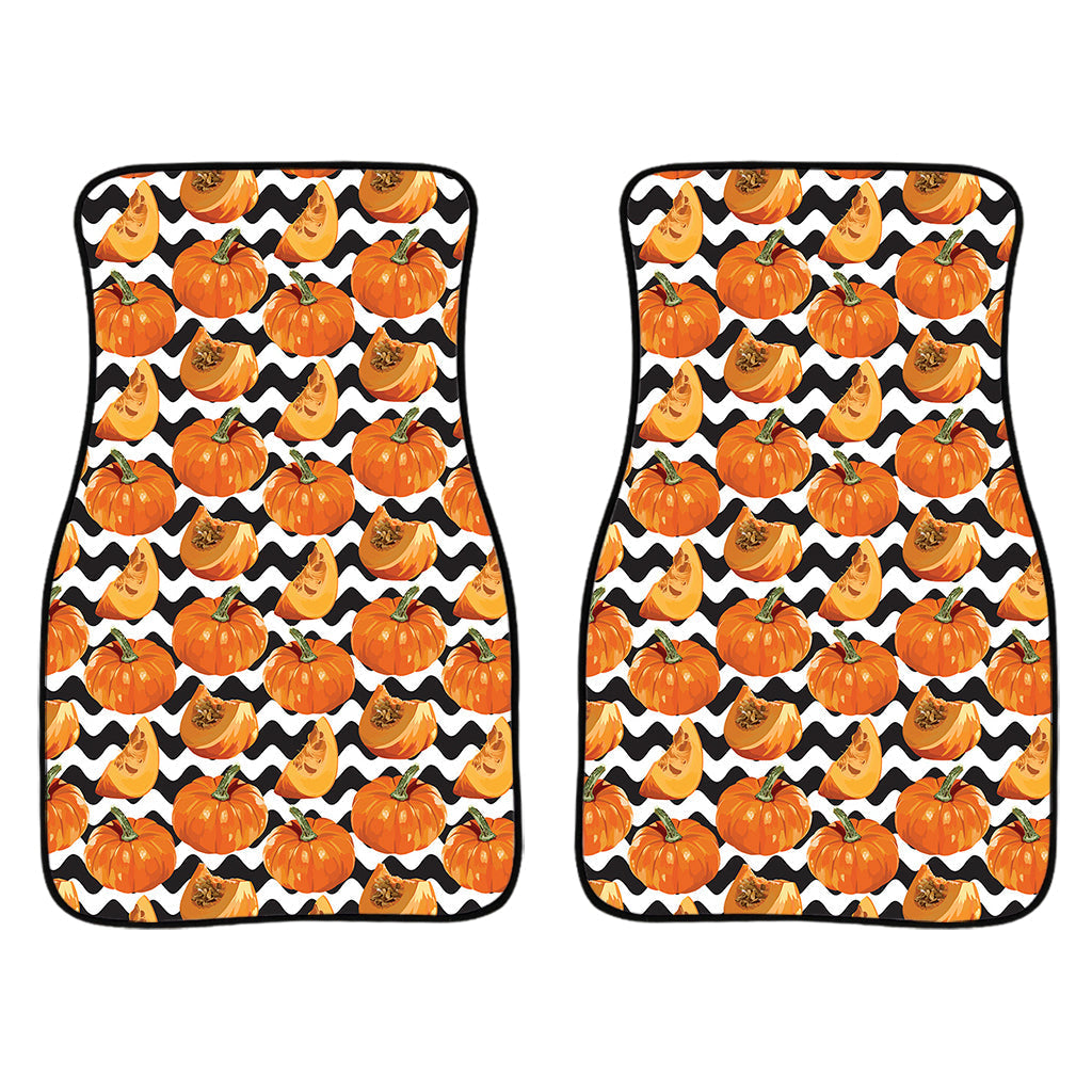 Wave Pumpkin Pattern Print Front And Back Car Floor Mats/ Front Car Mat