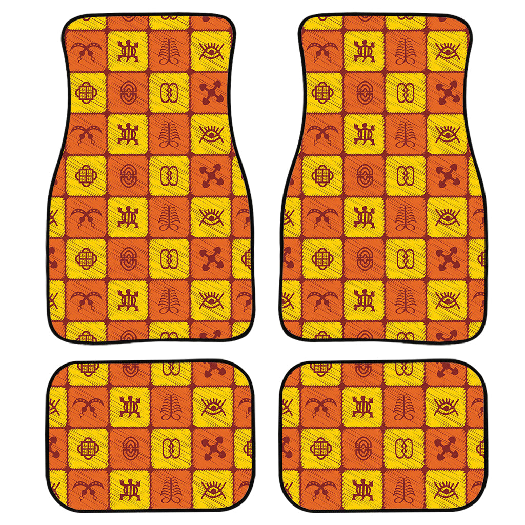 West Adinkra Symbols Pattern Print Front And Back Car Floor Mats/ Front Car Mat