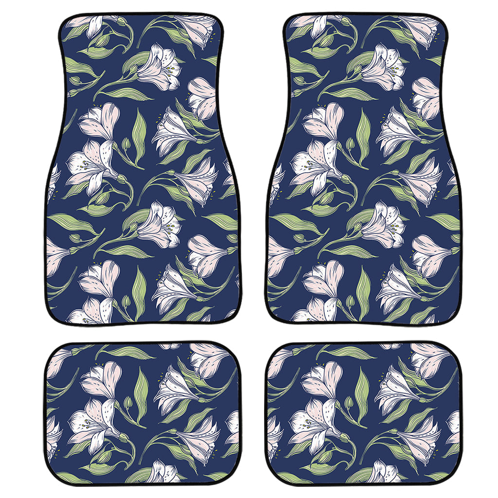 White Alstroemeria Pattern Print Front And Back Car Floor Mats/ Front Car Mat
