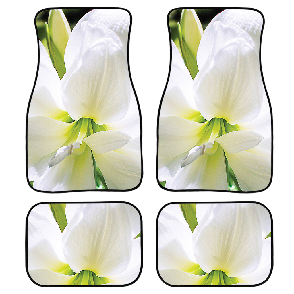 White Amaryllis Print Front And Back Car Floor Mats/ Front Car Mat
