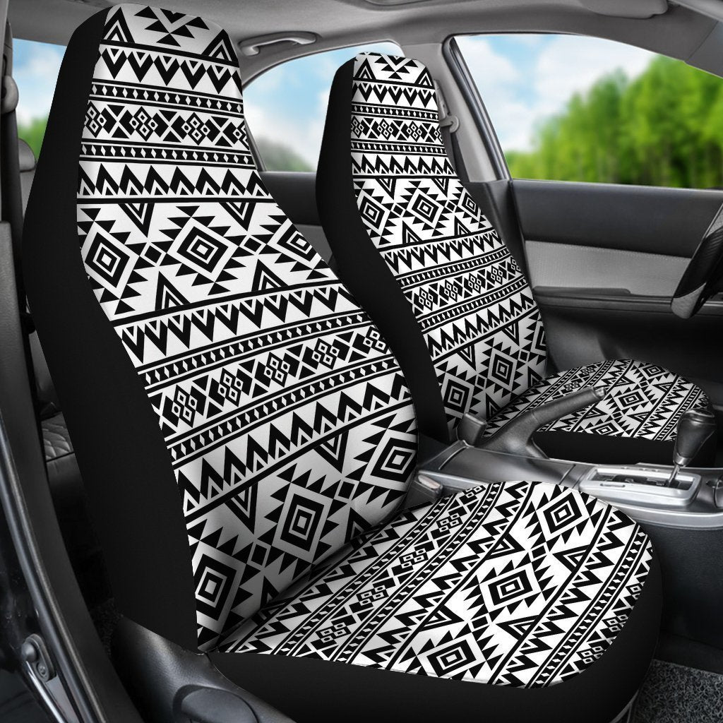 White And Black Aztec Pattern Print Universal Fit Car Seat Covers