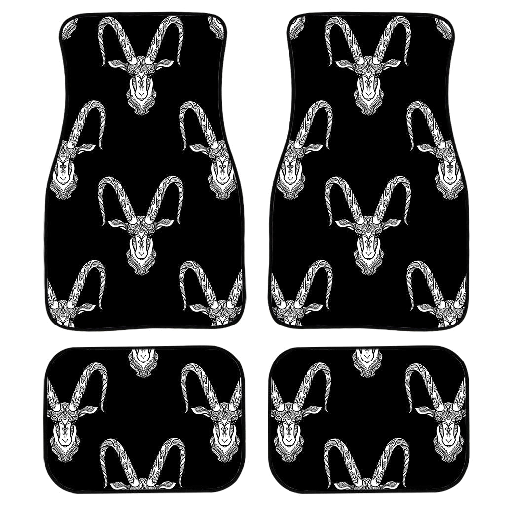 White And Black Capricorn Sign Print Front And Back Car Floor Mats/ Front Car Mat