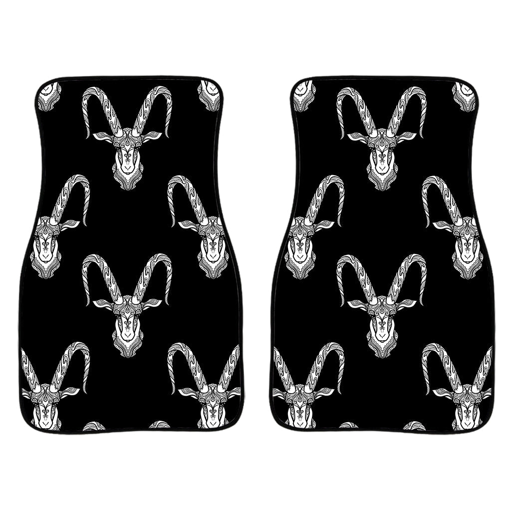 White And Black Capricorn Sign Print Front And Back Car Floor Mats/ Front Car Mat