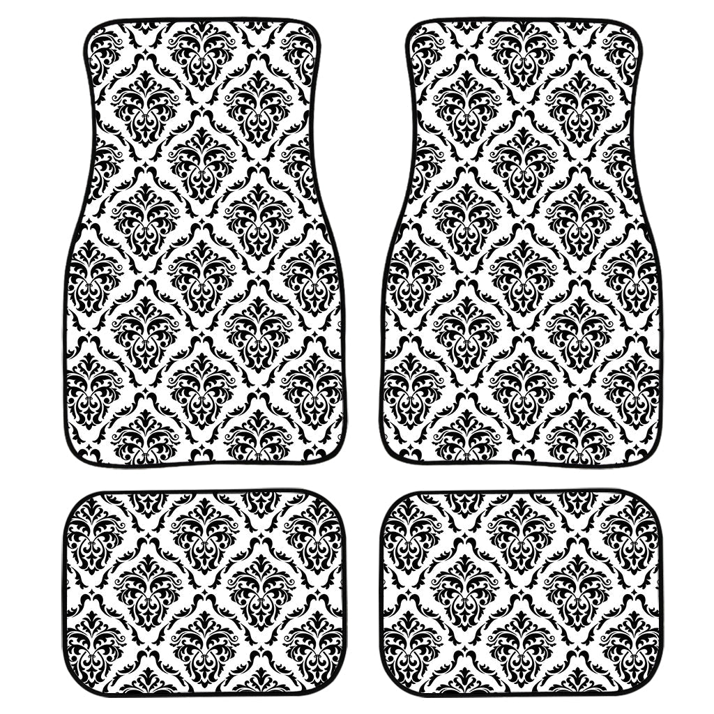 White And Black Damask Pattern Print Front And Back Car Floor Mats/ Front Car Mat