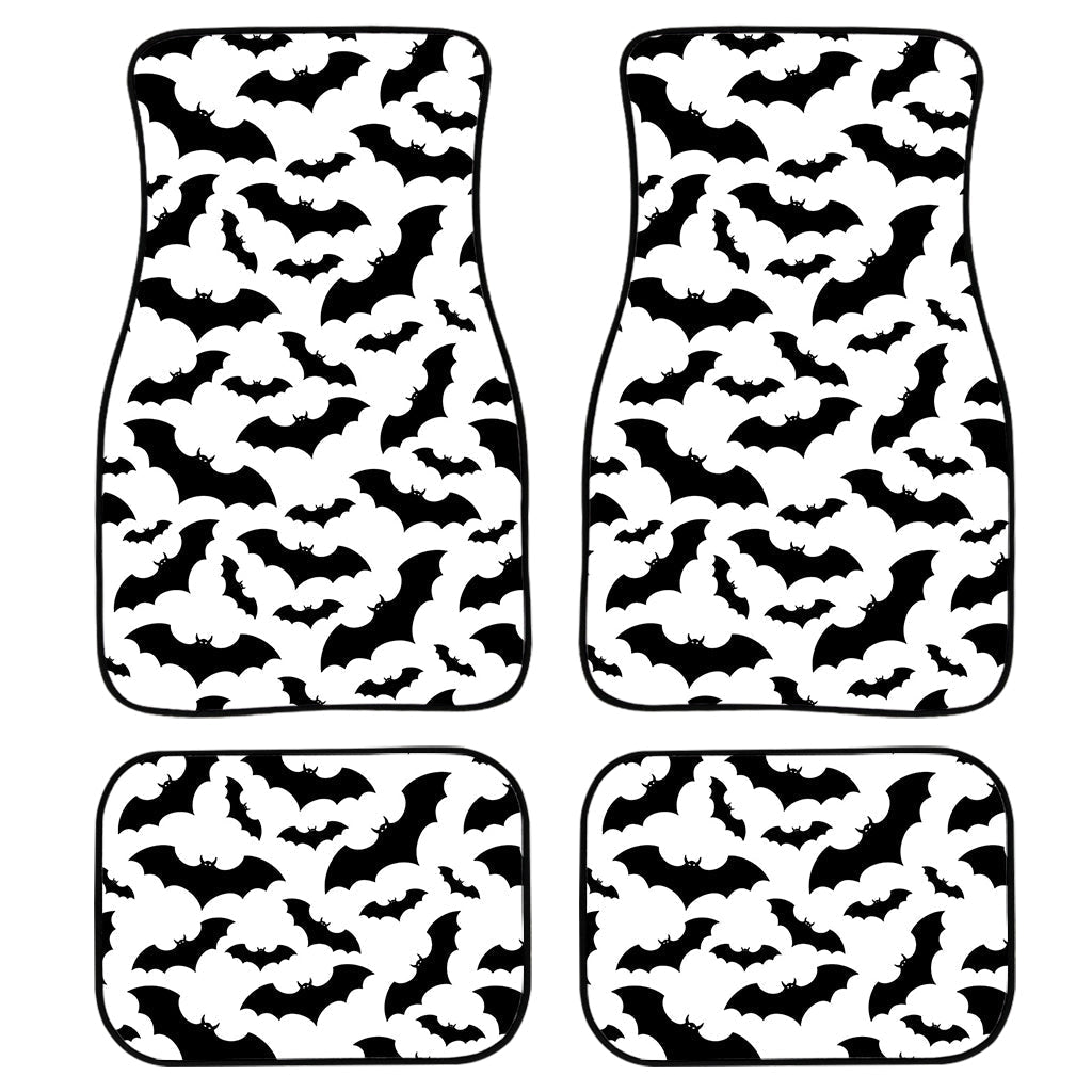 White And Black Halloween Bat Print Front And Back Car Floor Mats/ Front Car Mat