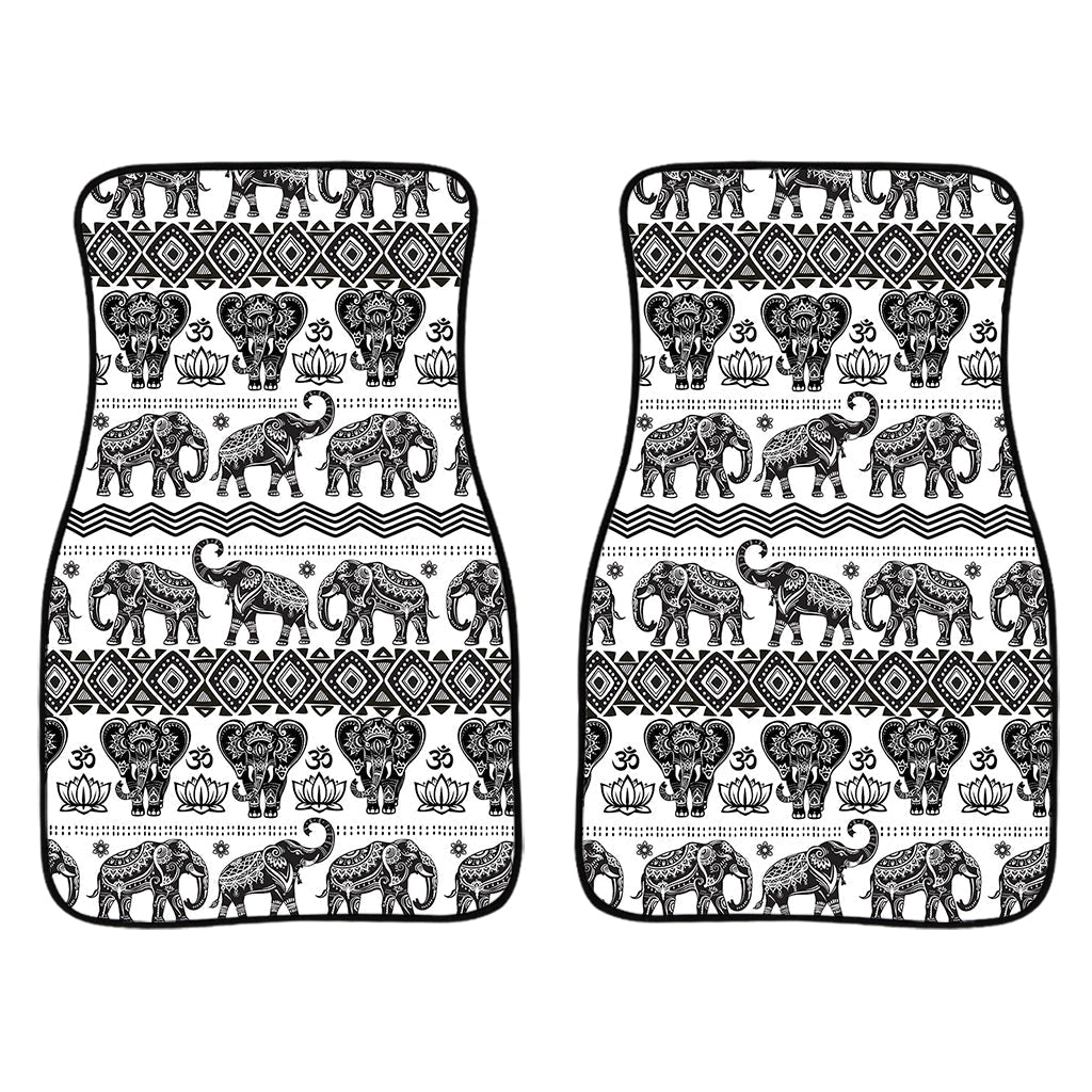 White And Black Indian Elephant Print Front And Back Car Floor Mats/ Front Car Mat
